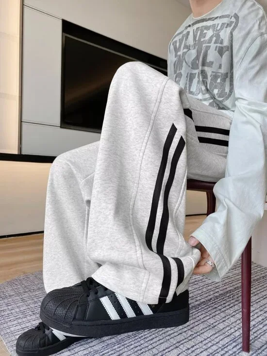 Men's Plus Size Striped Wide-Leg Casual Pants - Picture 5 of 5